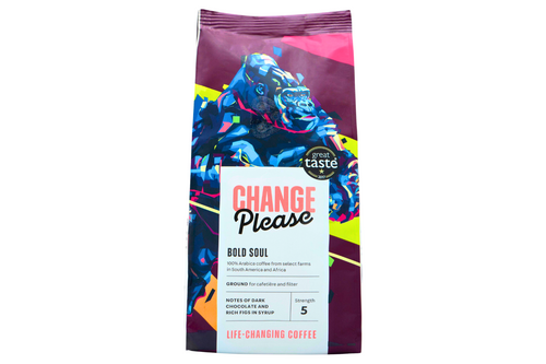 An image of Change Please - Bold Soul - Life-Changing Coffee - Strength 5 - 200g from Best Before Its Gone, we stock products near or past their best Before Date.