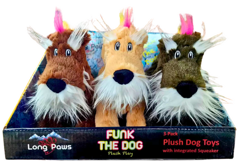 An image of Long Paws - Funk the Dog - Plush Dog Toys - 3 Pack from Best Before Its Gone, we stock products near or past their best Before Date.
