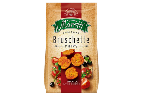 An image of Maretti - Bruschette Chips - Tomato, Olive &amp; Oregano - 150g from Best Before Its Gone, we stock products near or past their best Before Date.