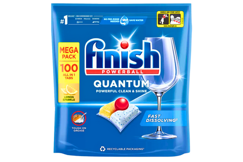 An image of Finish - Powerball - Quantum Dishwasher Tablets - Lemon Sparkle - 100 All in 1 Tabs from Best Before Its Gone, we stock products near or past their best Before Date.