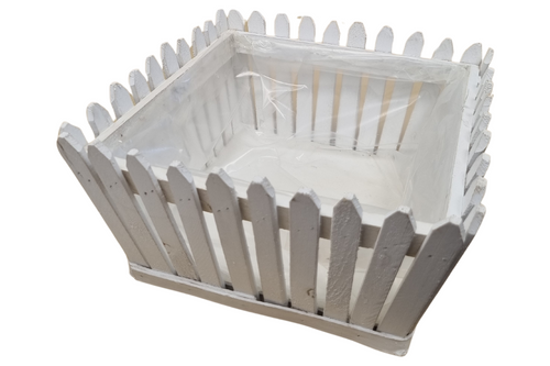 An image of Small White Picket Fence Flower Planter from Best Before Its Gone, we stock products near or past their best Before Date.