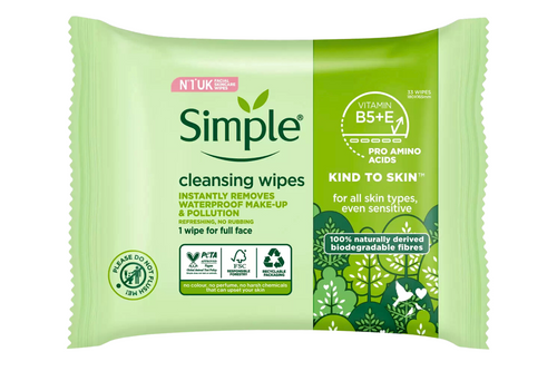 An image of Simple - Kind To Skin - Cleansing Facial Wipes - 33 Pack from Best Before Its Gone, we stock products near or past their best Before Date.