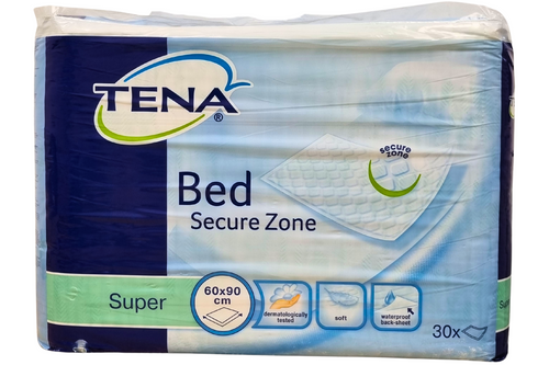 An image of Tena - Bed - Secure Zone - Super - 60cm x 90cm - 30 Pads from Best Before Its Gone, we stock products near or past their best Before Date.