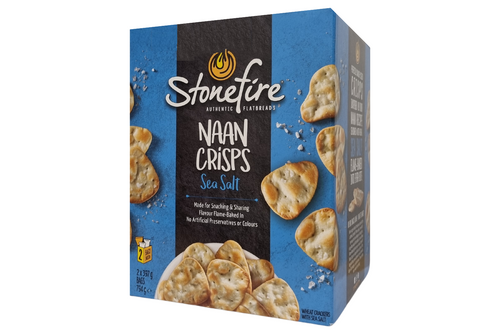 An image of Stonefire - Naan Crisps - Sea Salt - 2 x 397g Bags (Damaged Packaging)  from Best Before Its Gone, we stock products near or past their best Before Date.