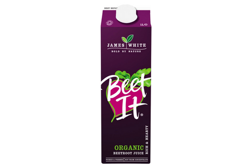 An image of James White - Beet It - Organic Beetroot Juice - Suitable for Vegans - 1ltr from Best Before Its Gone, we stock products near or past their best Before Date.