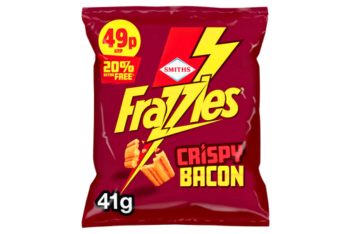 An image of Smiths - Frazzles - Crispy Bacon Flavour Corn Snacks - 41g from Best Before Its Gone, we stock products near or past their best Before Date.