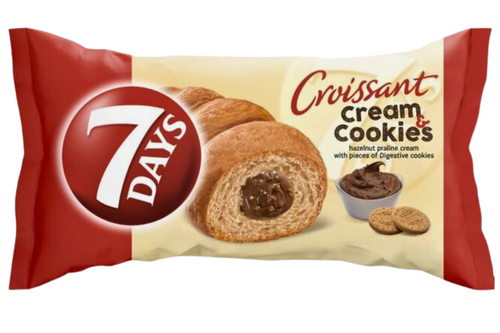 An image of 7 Days - Cream Cookies - Max - Hazelnut Filling with Cookie Pieces - 80g from Best Before Its Gone, we stock products near or past their best Before Date.