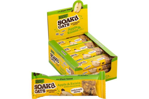An image of  Box of Soak'd Oats - Apple &amp; Raisin with Cinnamon Oat Bar - Vegan - 42g from Best Before Its Gone, we stock products near or past their best Before Date.