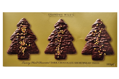 An image of Grandma Wild's - Dark Chocolate Shortbread Trees - 165g from Best Before Its Gone, we stock products near or past their best Before Date.