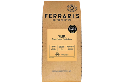 An image of Ferrari's - Siena - Extra Strong Dark Roast Whole Bean Coffee - 1kg from Best Before Its Gone, we stock products near or past their best Before Date.