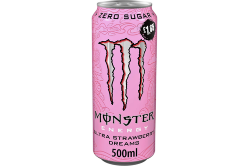 An image of Monster Energy Drink - Ultra Strawberry Dreams - Zero Sugar - 500ml from Best Before Its Gone, we stock products near or past their best Before Date.