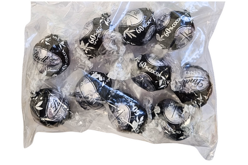 An image of Lindt - Bag of Lindor - 60% Extra Dark Chocolate Truffle Balls x 10 from Best Before Its Gone, we stock products near or past their best Before Date.