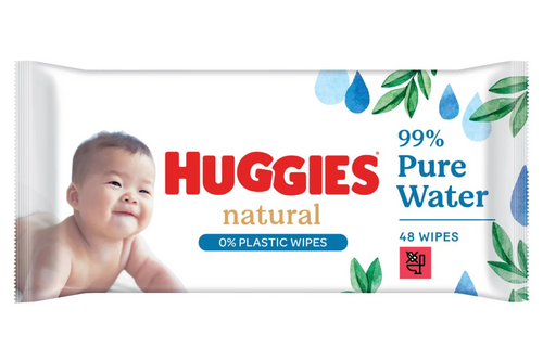 An image of Huggies - Natural - 0% Plastic Wipes - 48 Wipes from Best Before Its Gone, we stock products near or past their best Before Date.