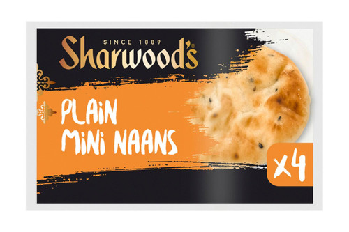 An image of Sharwood's - 4 Plain Mini Naans - 260g from Best Before Its Gone, we stock products near or past their best Before Date.