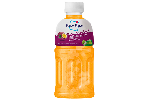 An image of Mogu Mogu - Passion Fruit Flavoured Drink with Nata De Coco - 320ml from Best Before Its Gone, we stock products near or past their best Before Date.