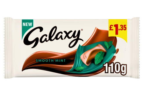 An image of Galaxy - Smooth Mint Chocolate Bar - 110g. from Best Before Its Gone, we stock products near or past their best Before Date.