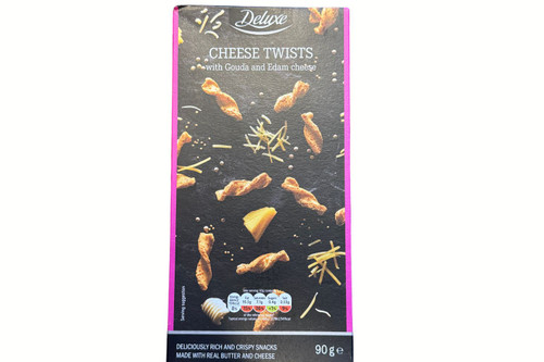 An image of Deluxe - Cheese Twists with Gouda &amp; Edam Cheese - 90g from Best Before Its Gone, we stock products near or past their best Before Date.