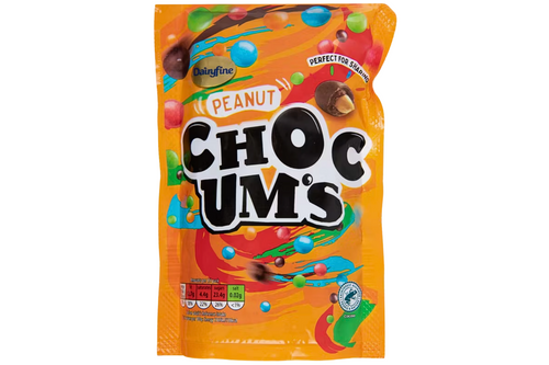 An image of Dairyfine - Chocolate Peanut Choc Um's - 140g from Best Before Its Gone, we stock products near or past their best Before Date.