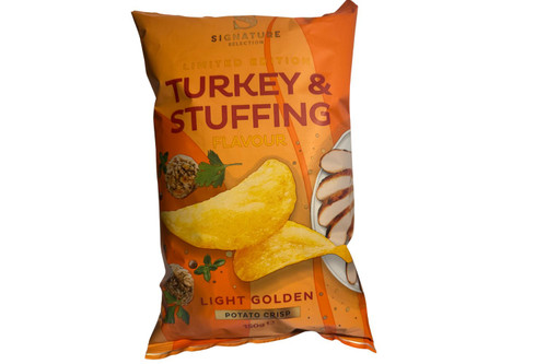 An image of Signature - Turkey &amp; Stuffing Crisps (Light Golden) - 150g  from Best Before Its Gone, we stock products near or past their best Before Date.