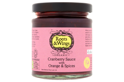 An image of Roots &amp; Wings - Organic Cranberry Sauce with Orange &amp; Spices - 200g from Best Before Its Gone, we stock products near or past their best Before Date.