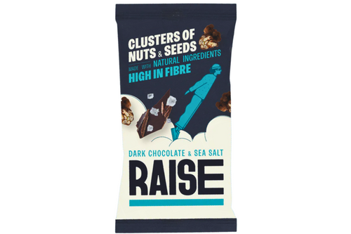 An image of Raise Snacks - Dark Chocolate Sea Salt - Clusters of Nuts and Seeds - Vegan - 35g from Best Before Its Gone, we stock products near or past their best Before Date.