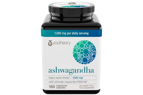 An image of Youtheory - Ashwagandha - 150 Vegetarian Capsules from Best Before Its Gone, we stock products near or past their best Before Date.