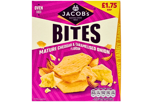 An image of Jacob's - Bites - Mature Cheddar &amp; Caramelised Onion Flavour - 125g from Best Before Its Gone, we stock products near or past their best Before Date.