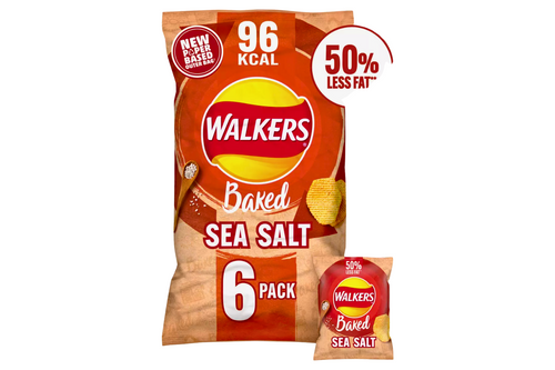 An image of Walkers - Baked Sea Salt Flavour Crisps - 6 x 22g from Best Before Its Gone, we stock products near or past their best Before Date.
