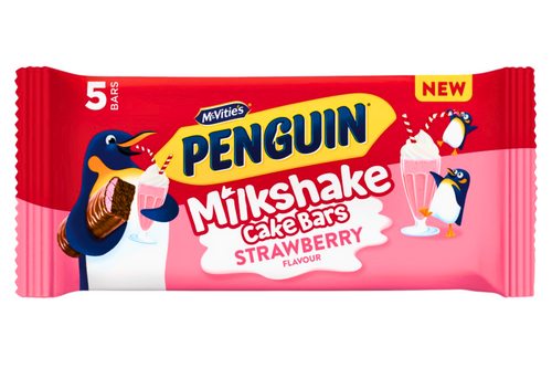 An image of McVitie's - Penguin - Milkshake Cake Bars - Strawberry Flavour - 5 Bars from Best Before Its Gone, we stock products near or past their best Before Date.