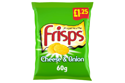 An image of Frisps - Cheese and Onion Flavour Snacks - 60g from Best Before Its Gone, we stock products near or past their best Before Date.
