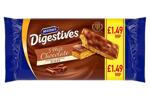 An image of McVitie's - Digestives - Milk Chocolate Slices - 5 x 22.8g from Best Before Its Gone, we stock products near or past their best Before Date.