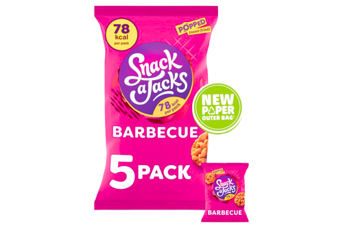 An image of Snack a Jacks - Barbecue Flavour Rice Cakes - 5 Pack (5 x 19g) from Best Before Its Gone, we stock products near or past their best Before Date.