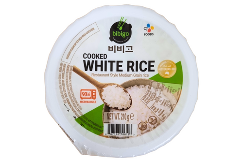 An image of Bibigo - Cooked White Rice - Restaurant Style Medium Grain Rice - 210g  from Best Before Its Gone, we stock products near or past their best Before Date.