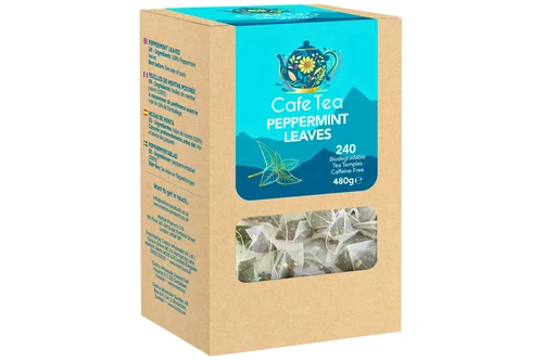 An image of Cafe Tea - Peppermint Leaves - 240 Biodegradable Tea Temples - 480g (Damaged Packaging) from Best Before Its Gone, we stock products near or past their best Before Date.