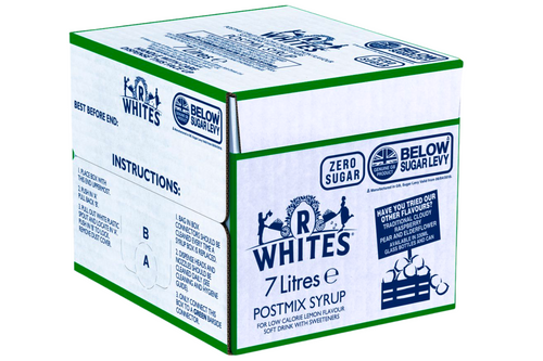 An image of R Whites - Lemonade Postmix Syrup - Zero Sugar - 7ltr from Best Before Its Gone, we stock products near or past their best Before Date.