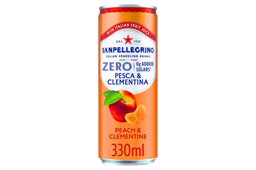 An image of Sanpellergrino - Zero - Pesca &amp; Clementina - Sparkling Peach &amp; Clementine Drink - 330ml from Best Before Its Gone, we stock products near or past their best Before Date.