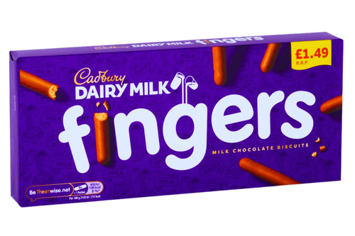 An image of Cadbury - Dairy Milk - Fingers - Milk Chocolate Covered Biscuits - 114g from Best Before Its Gone, we stock products near or past their best Before Date.