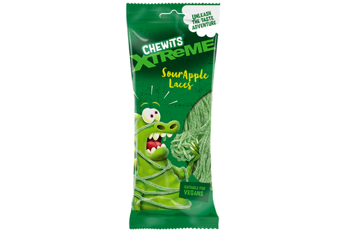 An image of Chewits - Xtreme - Sour Apple laces - Vegan - 220g from Best Before Its Gone, we stock products near or past their best Before Date.