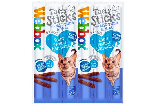 An image of Webbox - Tasty Sticks with MSC Tuna & Malt Cat Treats - Kitten Friendly - 6 x 5g Sticks from Best Before Its Gone, we stock products near or past their best Before Date. An image of Webbox - Tasty Sticks with MSC Tuna & Malt Cat Treats - Kitten Friendly - 6 x 5g Sticks from Best Before Its Gone, we stock products near or past their best Before Date.