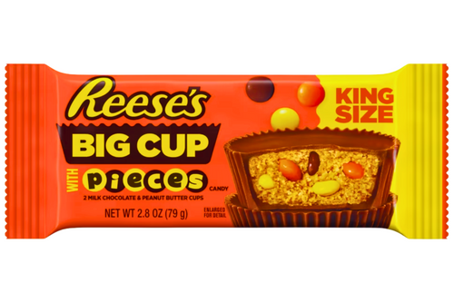 An image of Reese's - Big Cup with Candy Pieces - 2 Milk Chocolate & Peanut Butter Cups - 79g from Best Before Its Gone, we stock products near or past their best Before Date. An image of Reese's - Big Cup with Candy Pieces - 2 Milk Chocolate & Peanut Butter Cups - 79g from Best Before Its Gone, we stock products near or past their best Before Date.