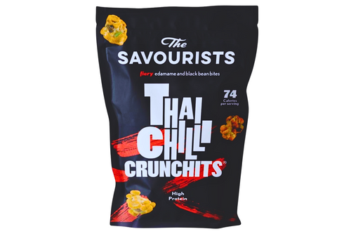 An image of The Savourists - Thai Chilli Crunchits - High Protein - Fiery Edamame &amp; Black Bean Bites - 60g from Best Before Its Gone, we stock products near or past their best Before Date.