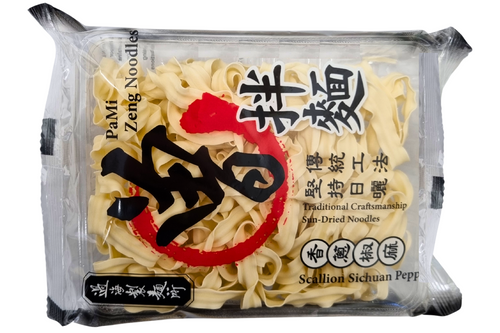 An image of PaMi Zeng Noodles - Sun-Dried Noodles - Scallion Sichuan Pepper Flavour - 116g from Best Before Its Gone, we stock products near or past their best Before Date.