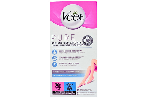 An image of Veet - Wax Strips - Sensitive Skin - Body &amp; Legs - 16 Wax Strips from Best Before Its Gone, we stock products near or past their best Before Date.