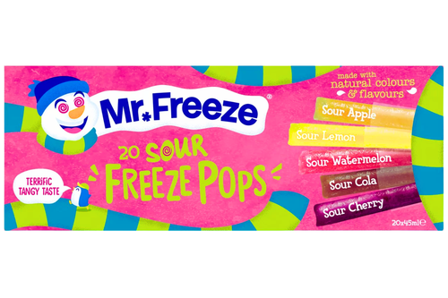 An image of Mr. Freeze - 20 Sour Freeze Pops - 20 x 45ml from Best Before Its Gone, we stock products near or past their best Before Date.