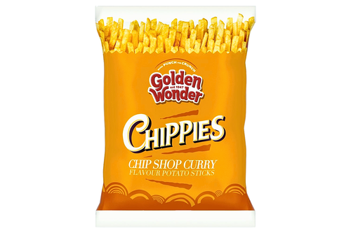 An image of Golden Wonder - Chippies - Chip Shop Curry Flavour Potato Sticks - 70g from Best Before Its Gone, we stock products near or past their best Before Date.
