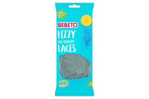 An image of Bebeto - Fizzy Blue Raspberry Laces - Vegan - 160g from Best Before Its Gone, we stock products near or past their best Before Date.