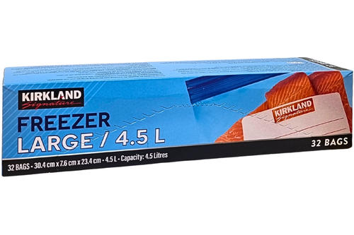 An image of Kirkland - Freezer Bags - Large - 32 Bags (30.4cm x 7.6cm) from Best Before Its Gone, we stock products near or past their best Before Date.