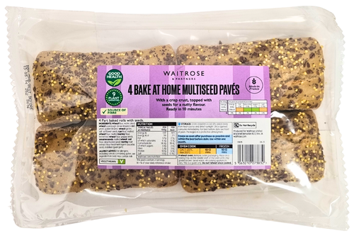 An image of Waitrose - 4 Bake at Home Multiseed Paves from Best Before Its Gone, we stock products near or past their best Before Date.