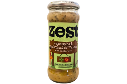 An image of Zest - Vegan Spinach, Mushroom &amp; Ric***a Sauce with Lentil Protein - 340g from Best Before Its Gone, we stock products near or past their best Before Date.