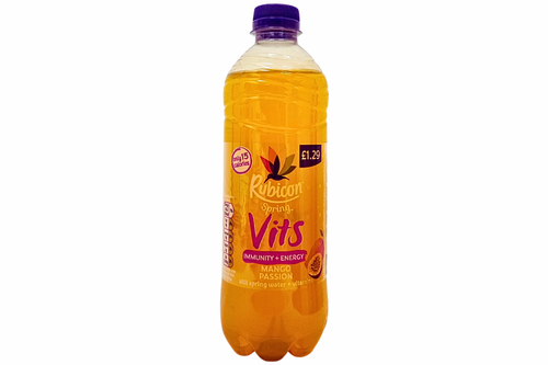 An image of Rubicon Spring - Vits - Mango Passion Still Spring Water &amp; Vitamins Drink - 500ml from Best Before Its Gone, we stock products near or past their best Before Date.